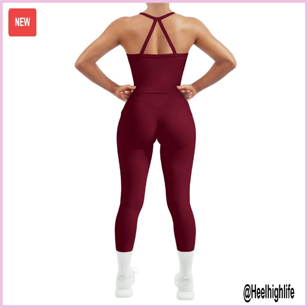 Compression Leggings With Pockets & Halter Tank Top Workout Set